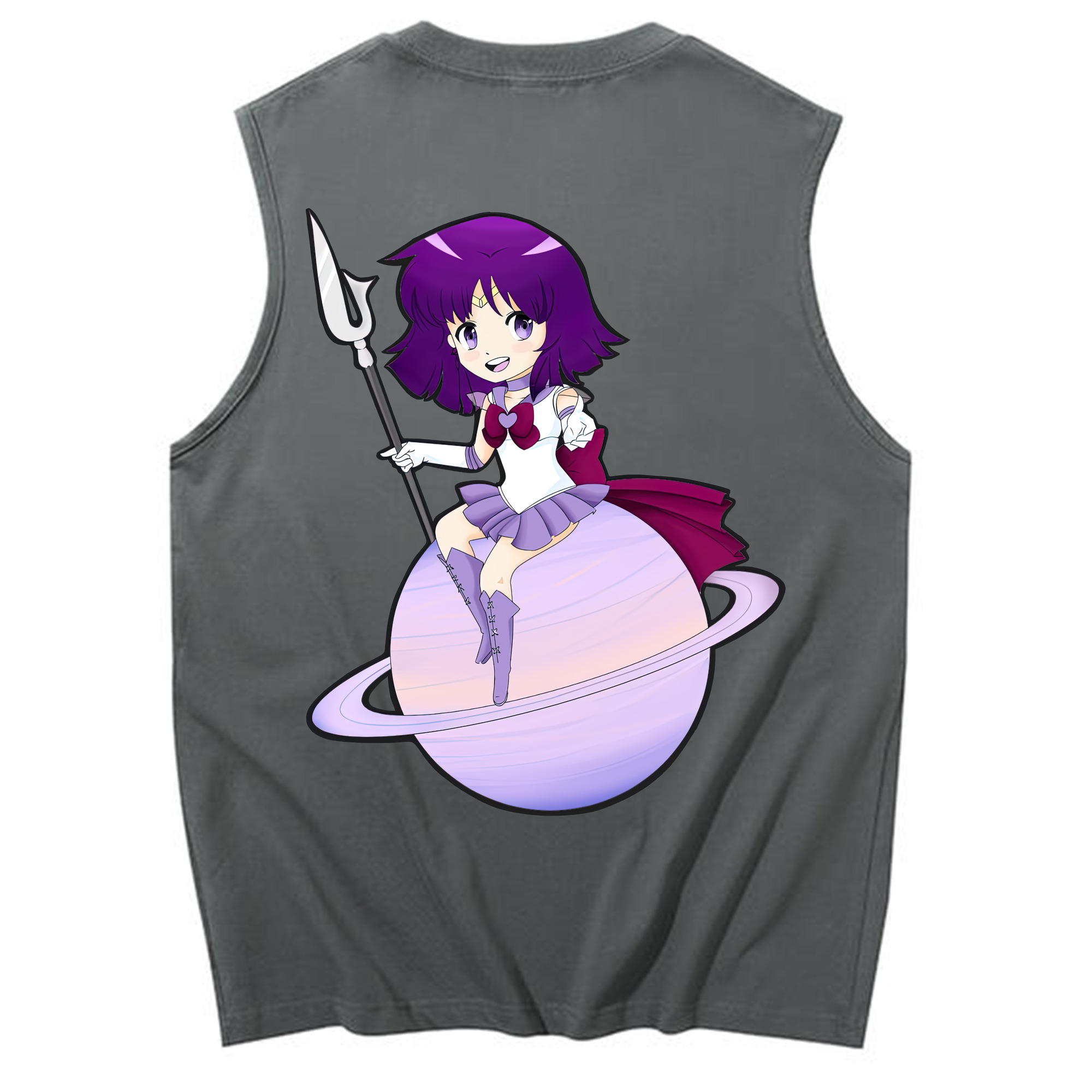 （画像用） 美少女戦士セーラームーン 土萠ほたる Sailor Moon Tomoe Hotaru （セーラーサターン；Sailor Saturn） コットン100％タンクトップ（背面プリント）